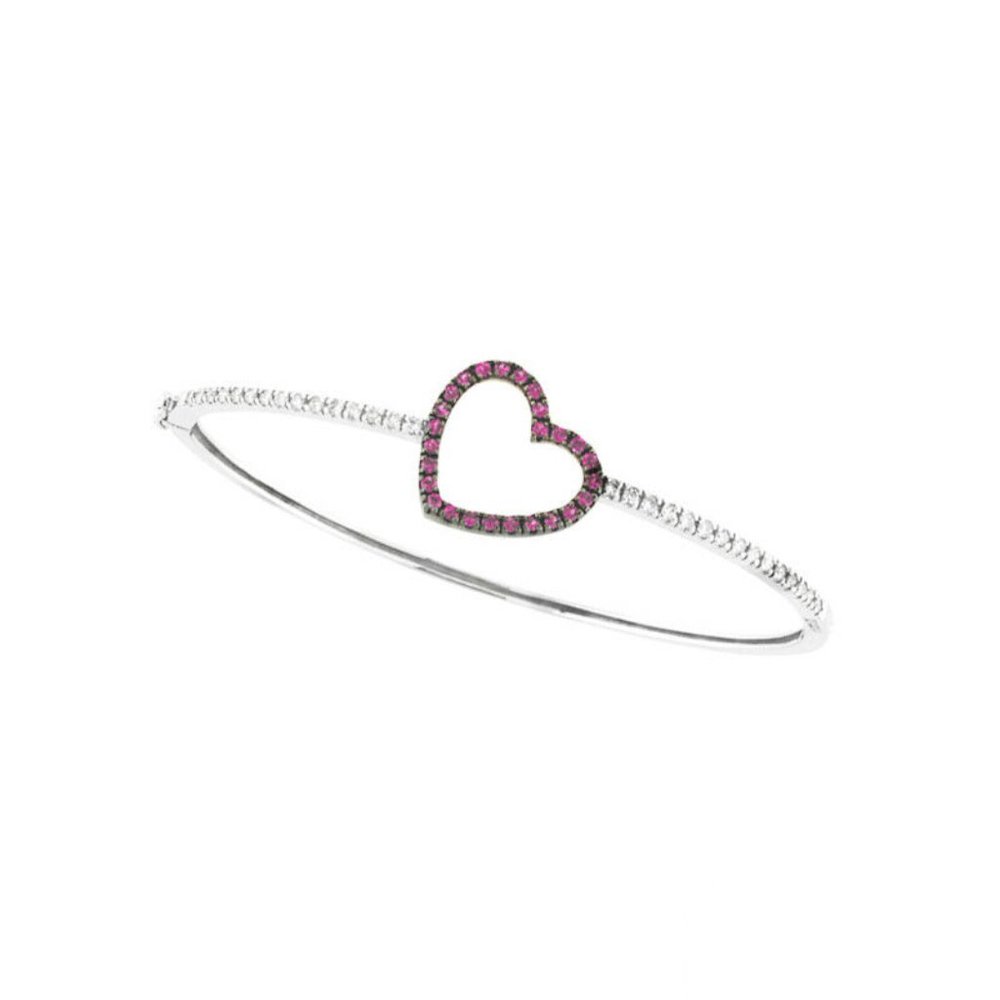 1.00 Carat Pink Sapphire & Diamond Heart Bangle
